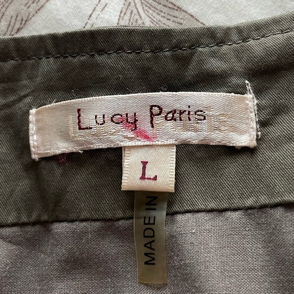 Lucy Paris Floral Embroidered Taupe Olive Skirt Large Goblincore Fairycore Boho - Picture 3 of 9